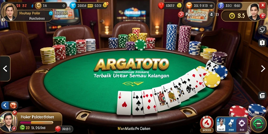 Tampilan menarik dari gameplay Poker di ARGATOTO yang mendebarkan.