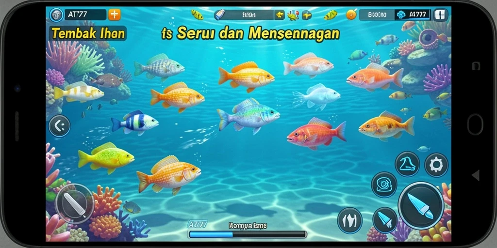 Tampilan gameplay seru dalam AT777 saat menangkap ikan.