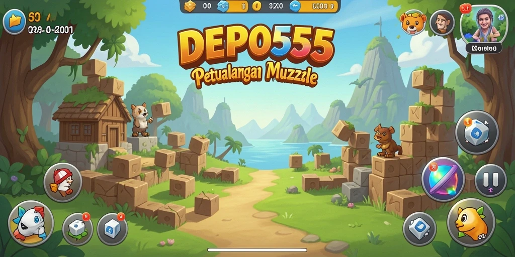 Screenshot gameplay DEPO555 menampilkan tantangan puzzle yang menarik.