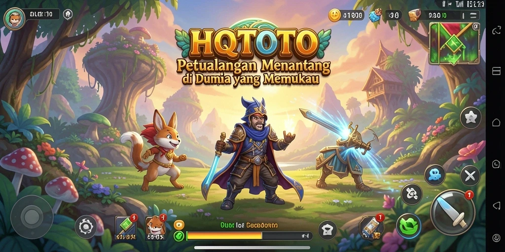 Tangkapan layar gameplay HQTOTO menampilkan petualangan yang menegangkan dan lingkungan yang indah.