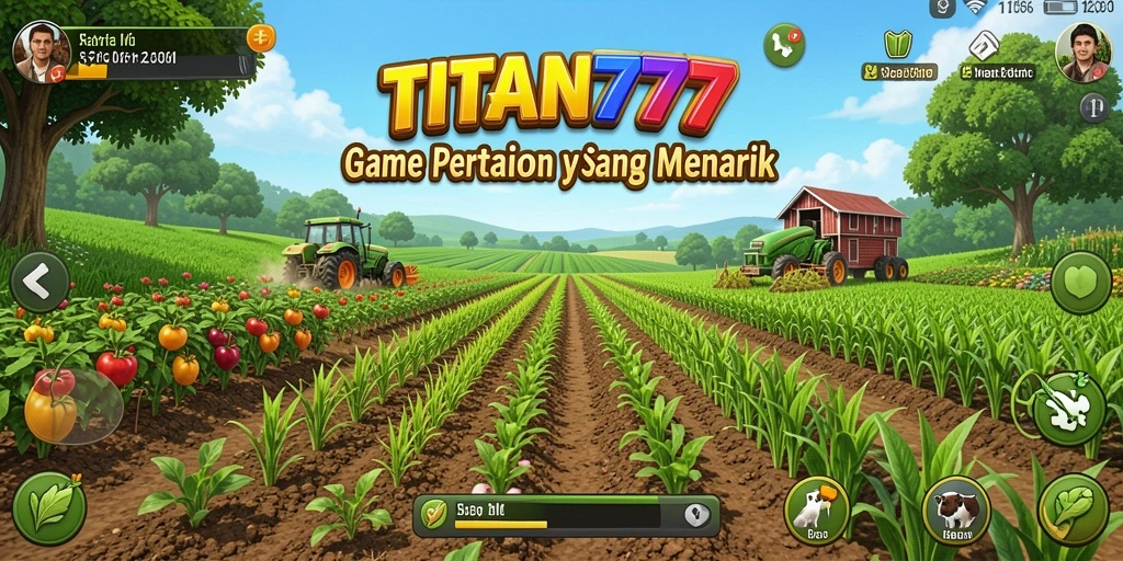 Screenshot utama TITAN777 dengan gameplay bertani yang seru.